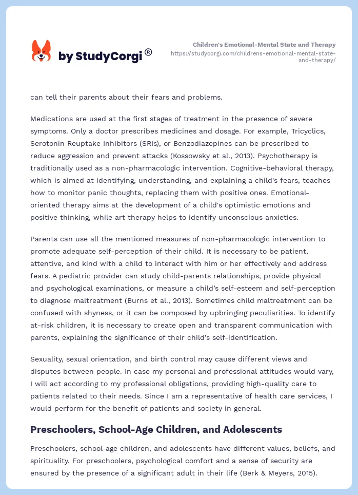 Children's Emotional-Mental State and Therapy. Page 2
