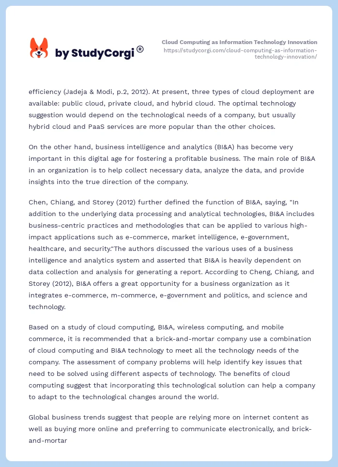 Cloud Computing as Information Technology Innovation. Page 2