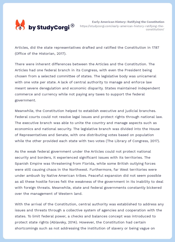 Early American History: Ratifying the Constitution. Page 2