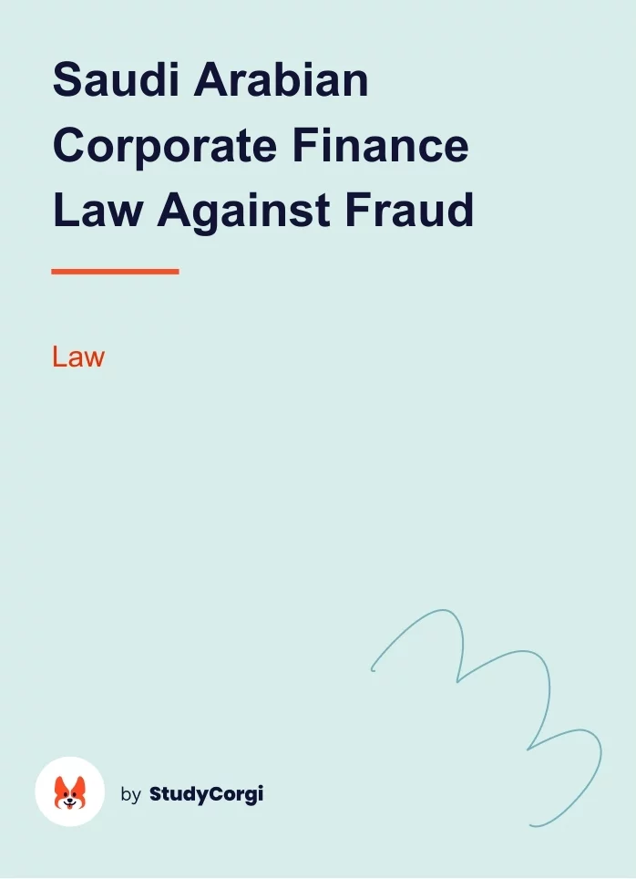 Saudi Arabian Corporate Finance Law Against Fraud. Page 1