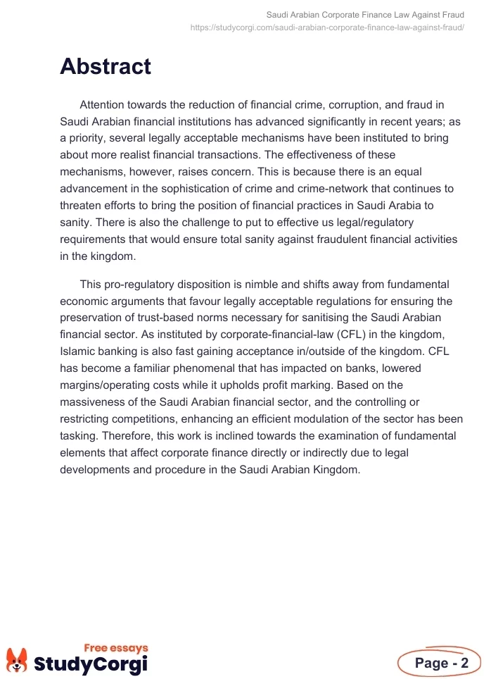 Saudi Arabian Corporate Finance Law Against Fraud. Page 2