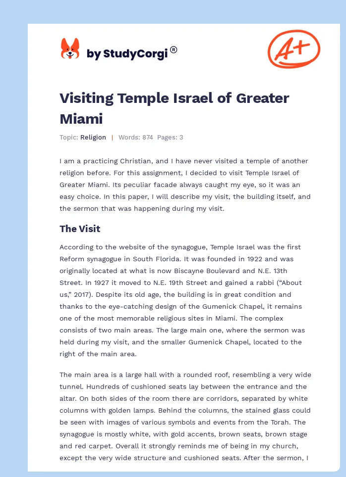 Visiting Temple Israel of Greater Miami. Page 1