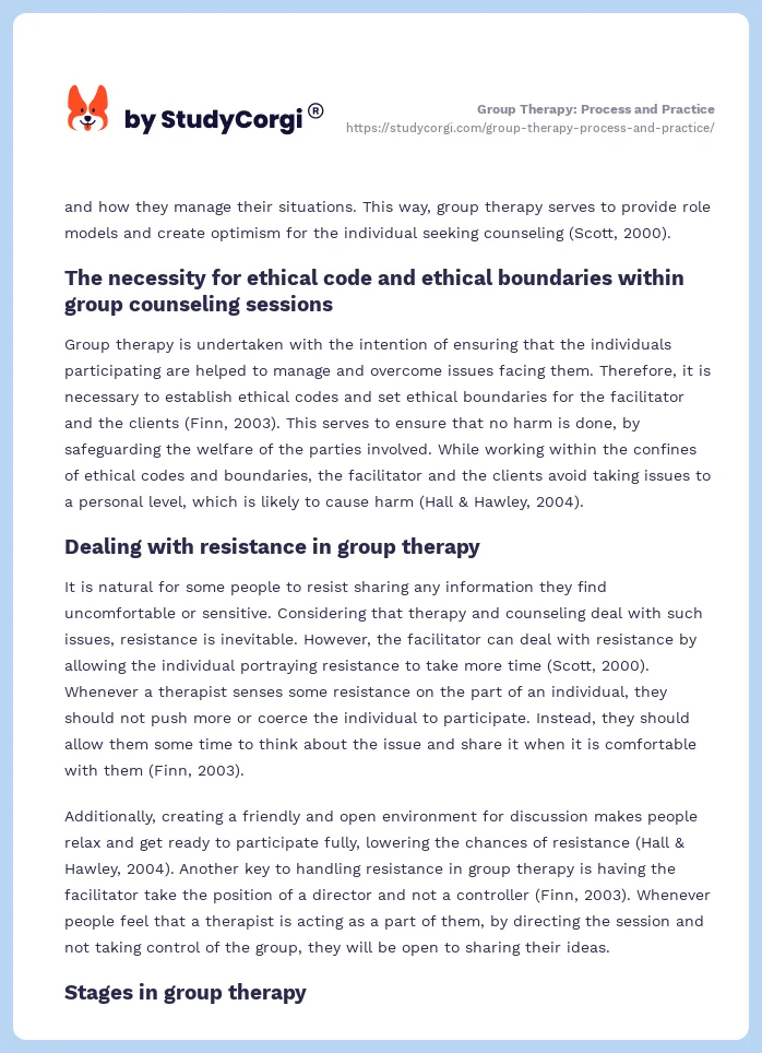 Group Therapy: Process and Practice. Page 2