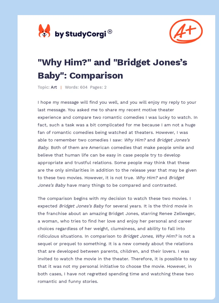 "Why Him?" and "Bridget Jones’s Baby": Comparison. Page 1