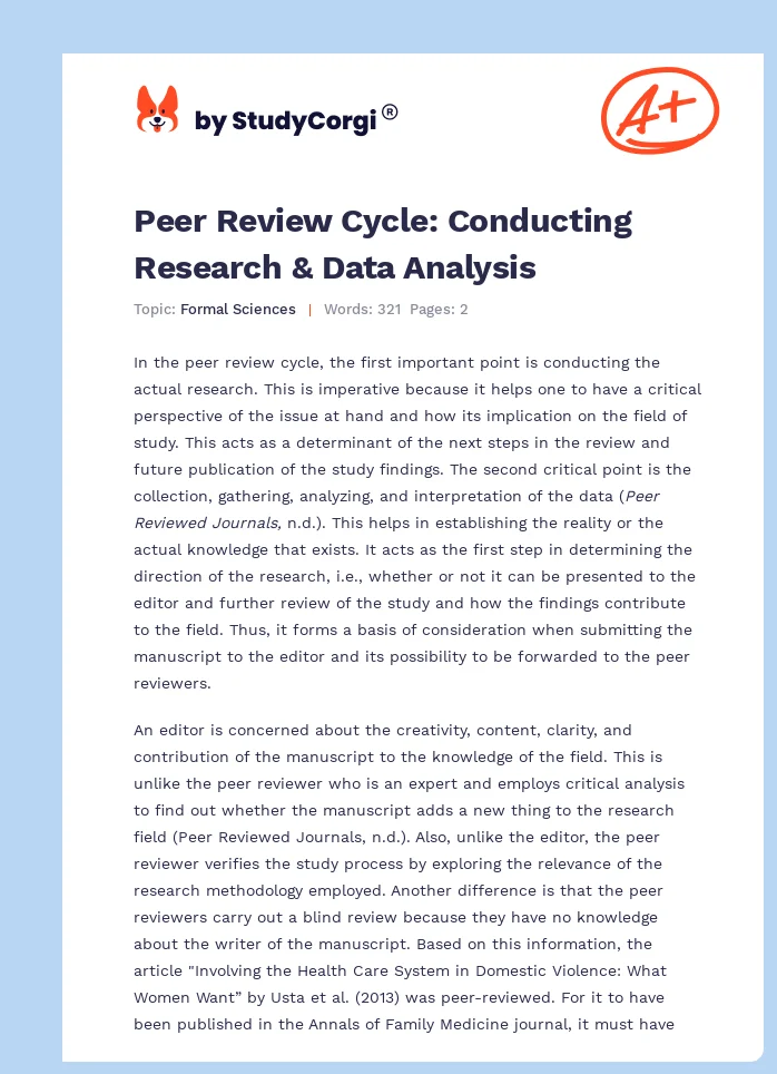 Peer Review Cycle and the Differences Between Editor and Peer Reviewer. Page 1