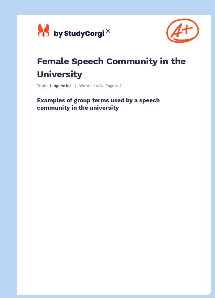 Female Speech Community in the University. Page 1