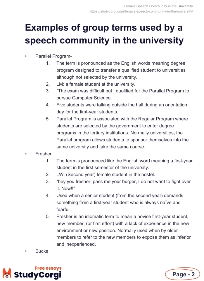 Female Speech Community in the University. Page 2