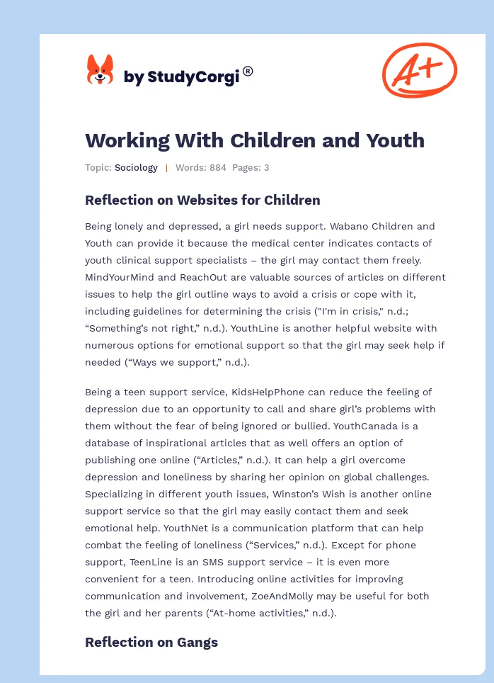 Working With Children and Youth. Page 1