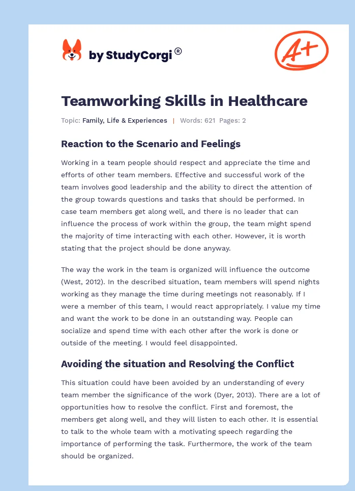 Teamworking Skills in Healthcare. Page 1