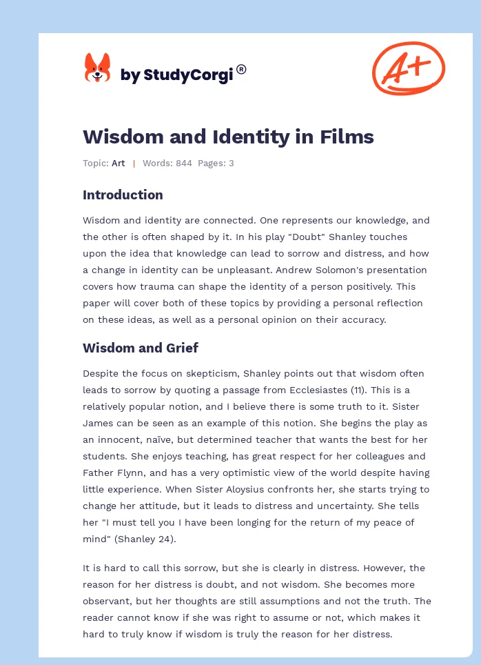 Wisdom and Identity in Films. Page 1