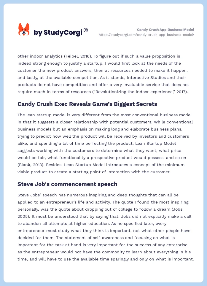 Candy Crush App Business Model. Page 2