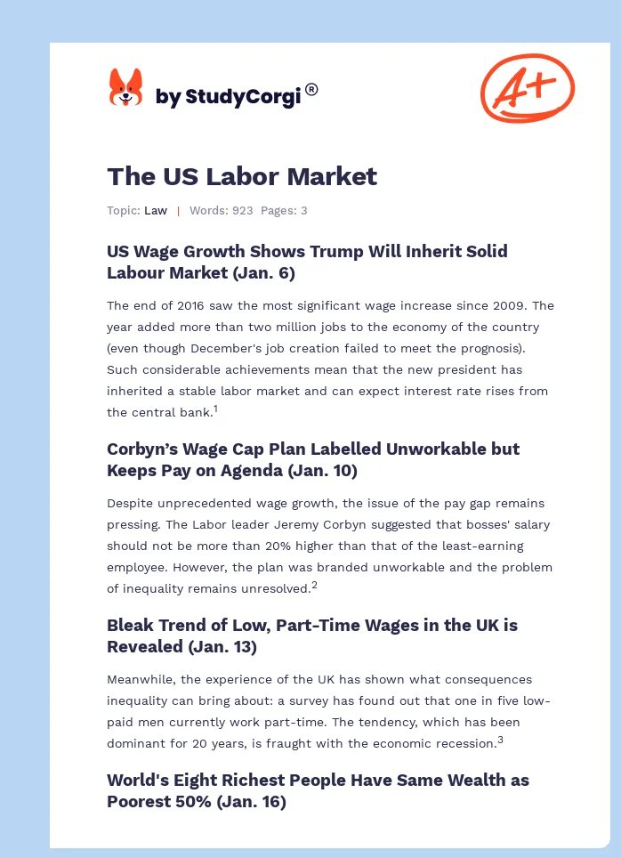 The US Labor Market. Page 1