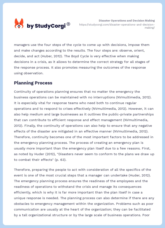 Disaster Operations and Decision Making. Page 2