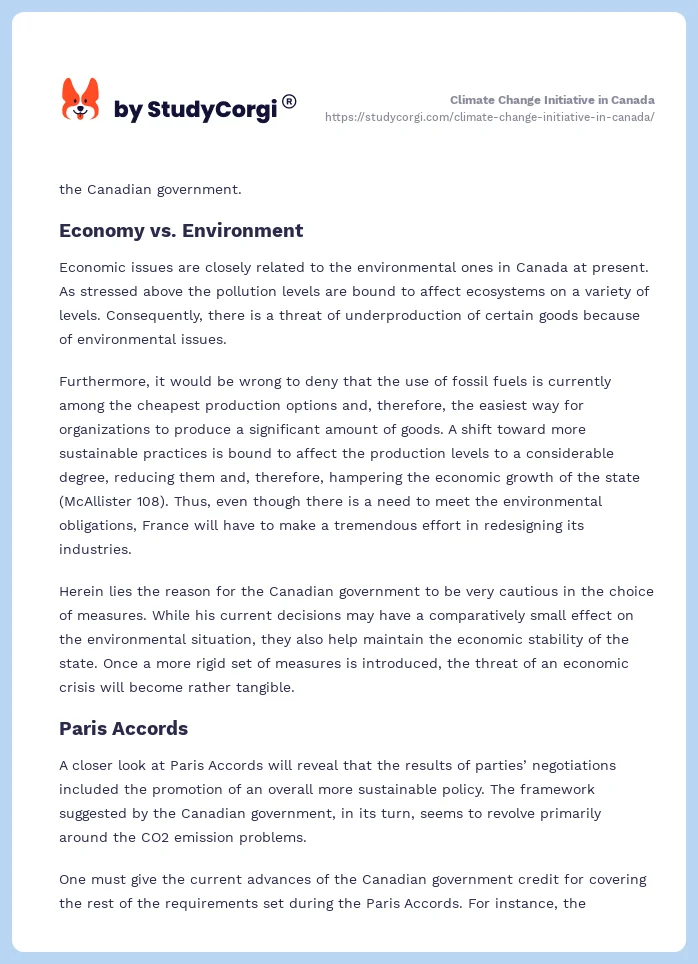 Climate Change Initiative in Canada. Page 2