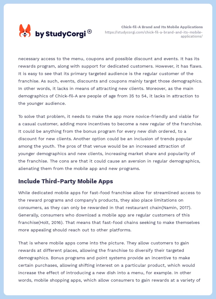 Chick-fil-A Brand and Its Mobile Applications. Page 2