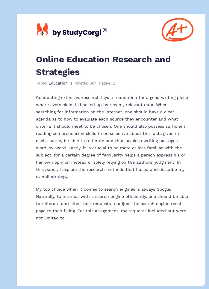 Online Education Research and Strategies. Page 1