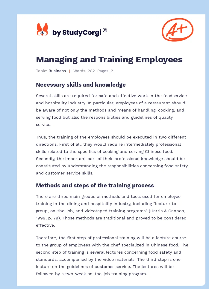 Managing and Training Employees. Page 1