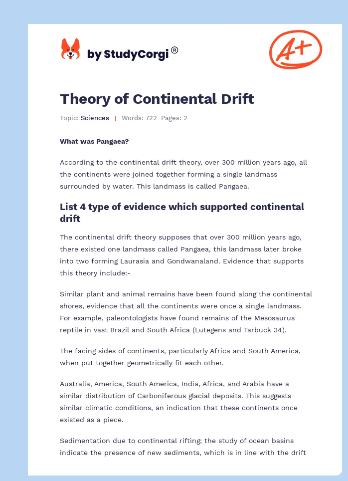 Theory of Continental Drift. Page 1