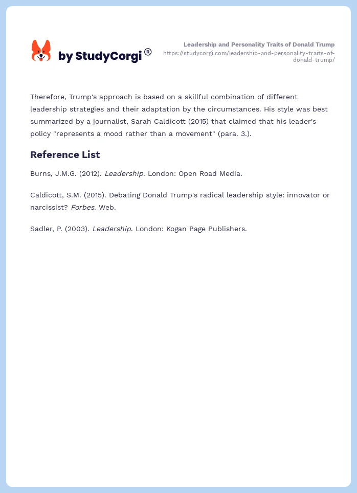 Leadership and Personality Traits of Donald Trump. Page 2