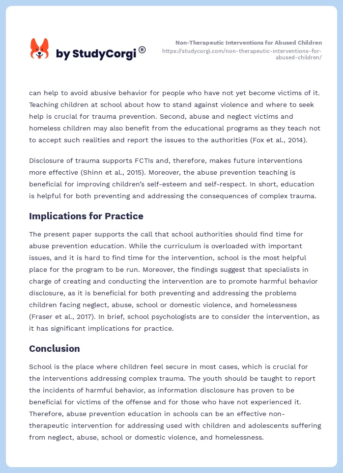 Non-Therapeutic Interventions for Abused Children. Page 2