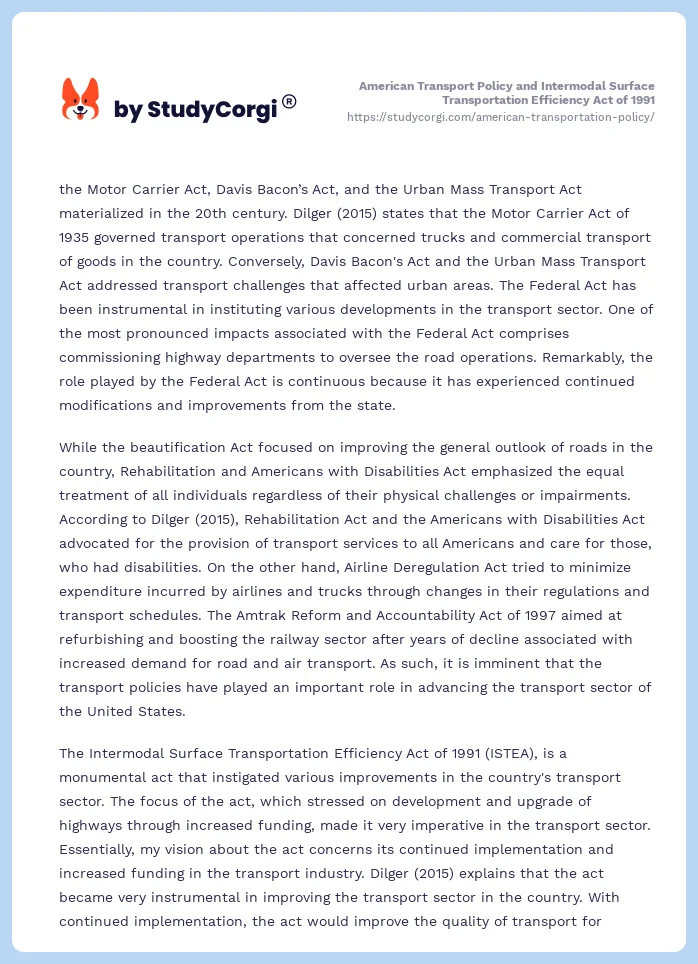 American Transport Policy and Intermodal Surface Transportation Efficiency Act of 1991. Page 2