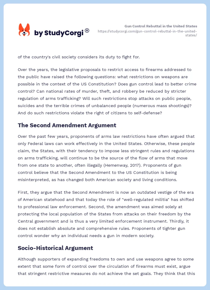 Gun Control Rebuttal in the United States. Page 2