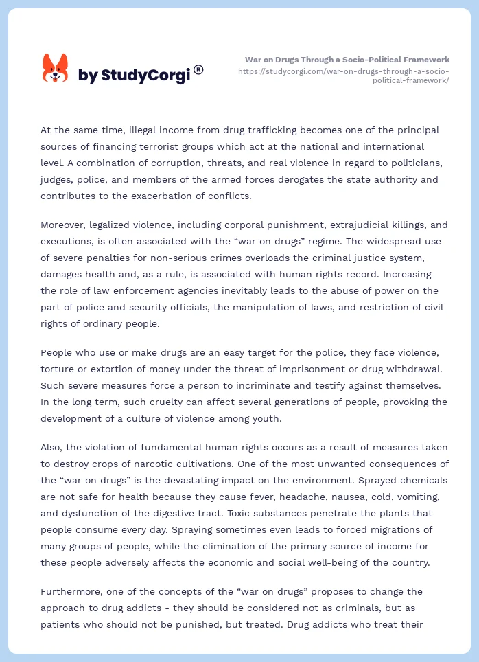 War on Drugs Through a Socio-Political Framework. Page 2