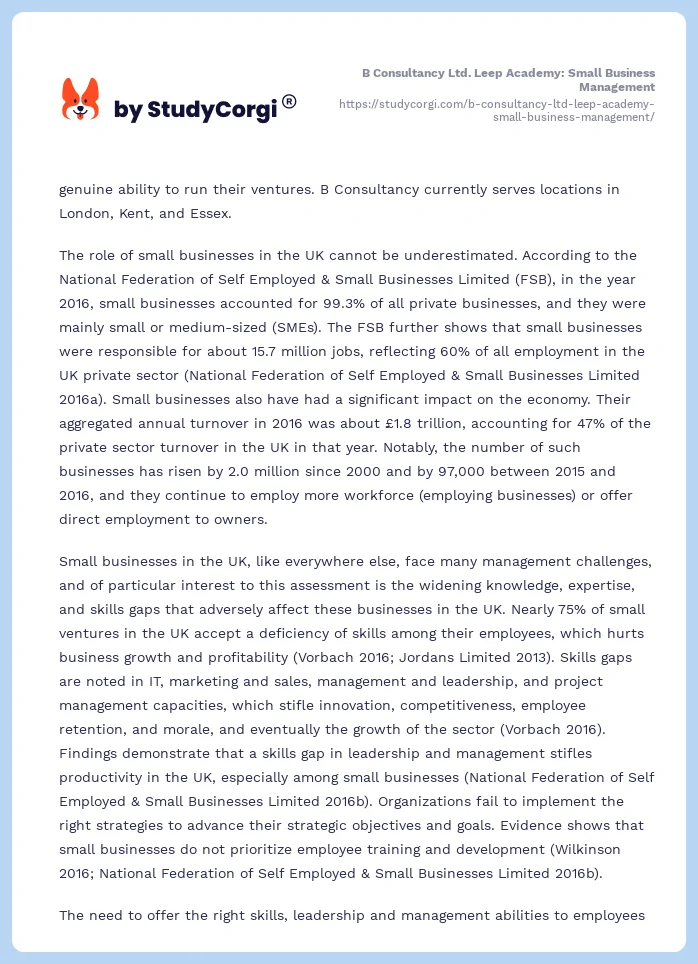 B Consultancy Ltd. Leep Academy: Small Business Management. Page 2