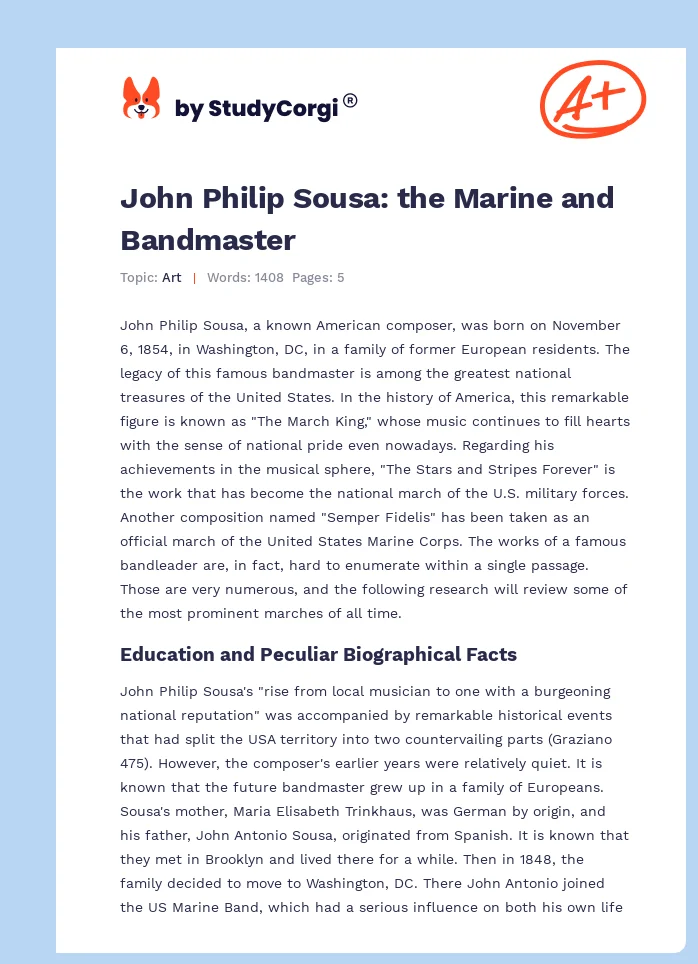 John Philip Sousa: the Marine and Bandmaster. Page 1