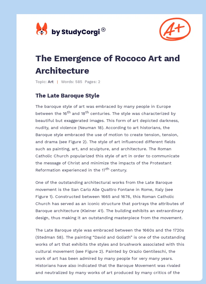 The Emergence of Rococo Art and Architecture. Page 1