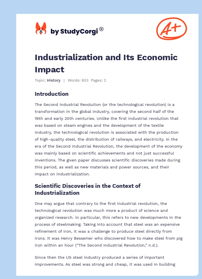 Industrialization and Its Economic Impact. Page 1
