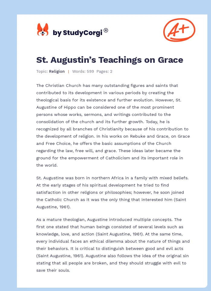 St. Augustin’s Teachings on Grace. Page 1