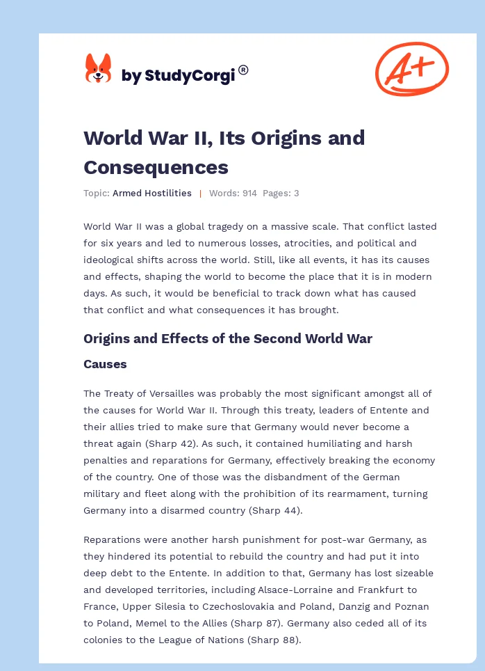 World War II, Its Origins and Consequences. Page 1