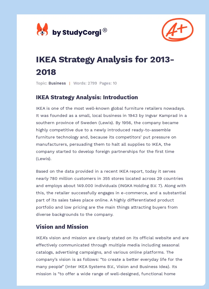 IKEA Strategy Analysis for 2013-2018. Page 1