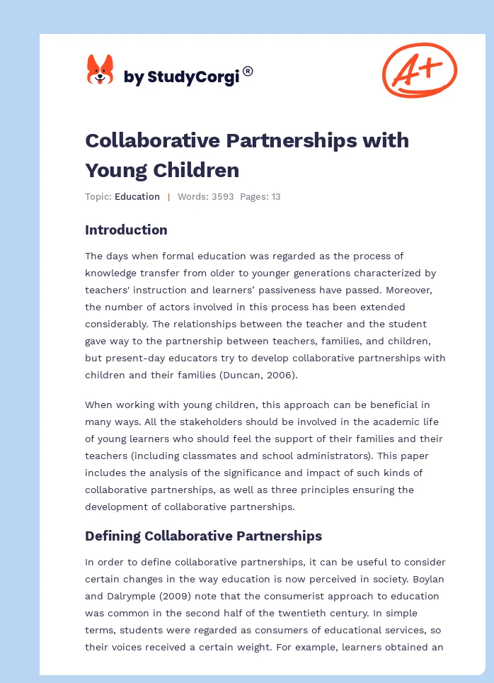 Collaborative Partnerships with Young Children. Page 1
