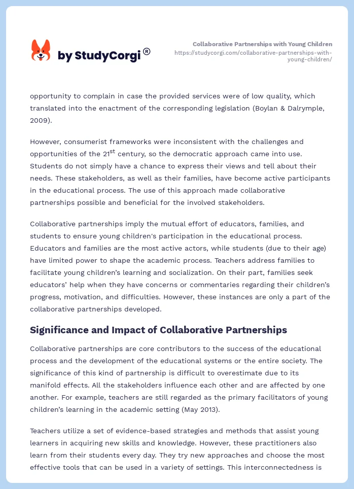 Collaborative Partnerships with Young Children. Page 2