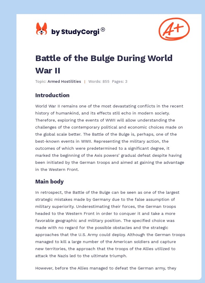 Battle of the Bulge During World War II. Page 1