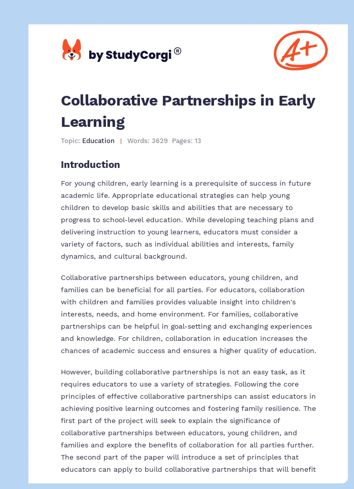 Collaborative Partnerships in Early Learning. Page 1