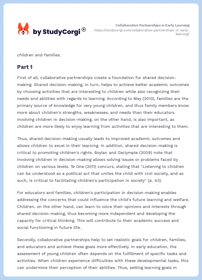 Collaborative Partnerships in Early Learning. Page 2