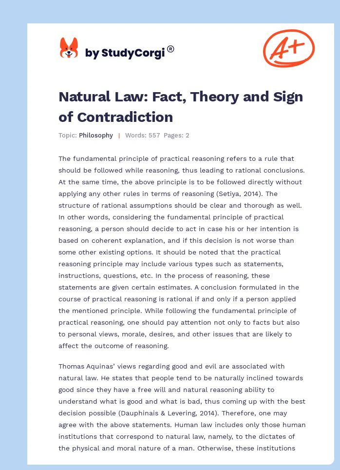 Natural Law: Fact, Theory and Sign of Contradiction. Page 1
