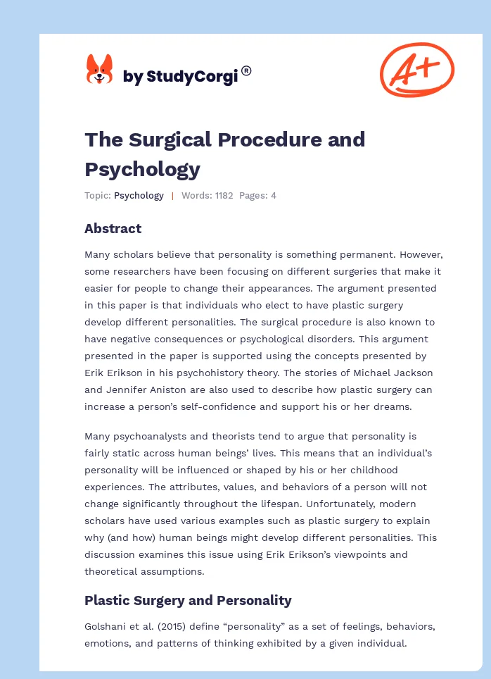 The Surgical Procedure and Psychology. Page 1