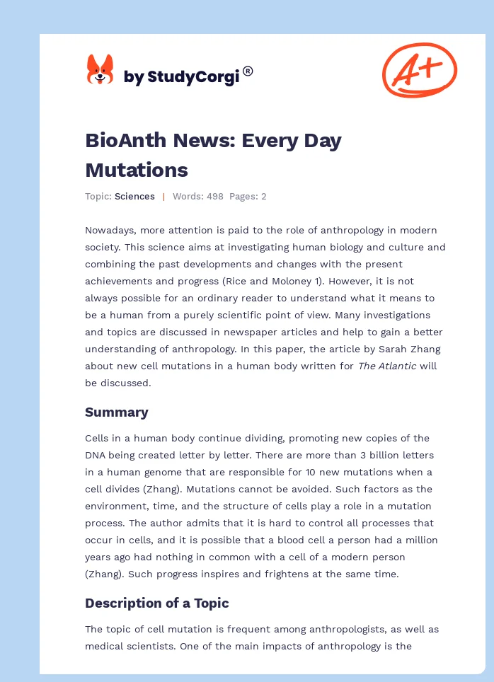 BioAnth News: Every Day Mutations. Page 1