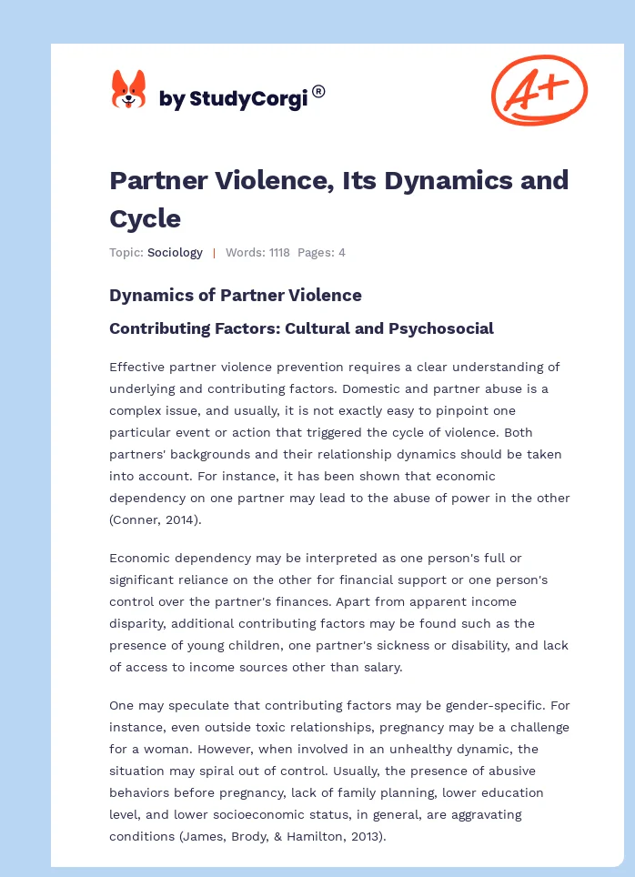 Partner Violence, Its Dynamics and Cycle. Page 1