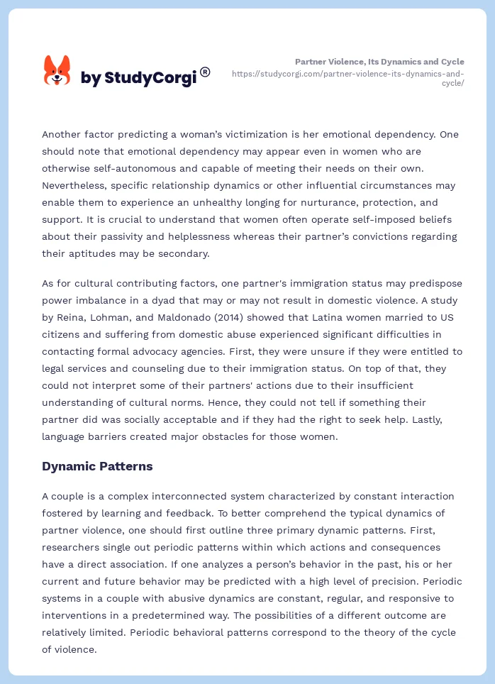 Partner Violence, Its Dynamics and Cycle. Page 2