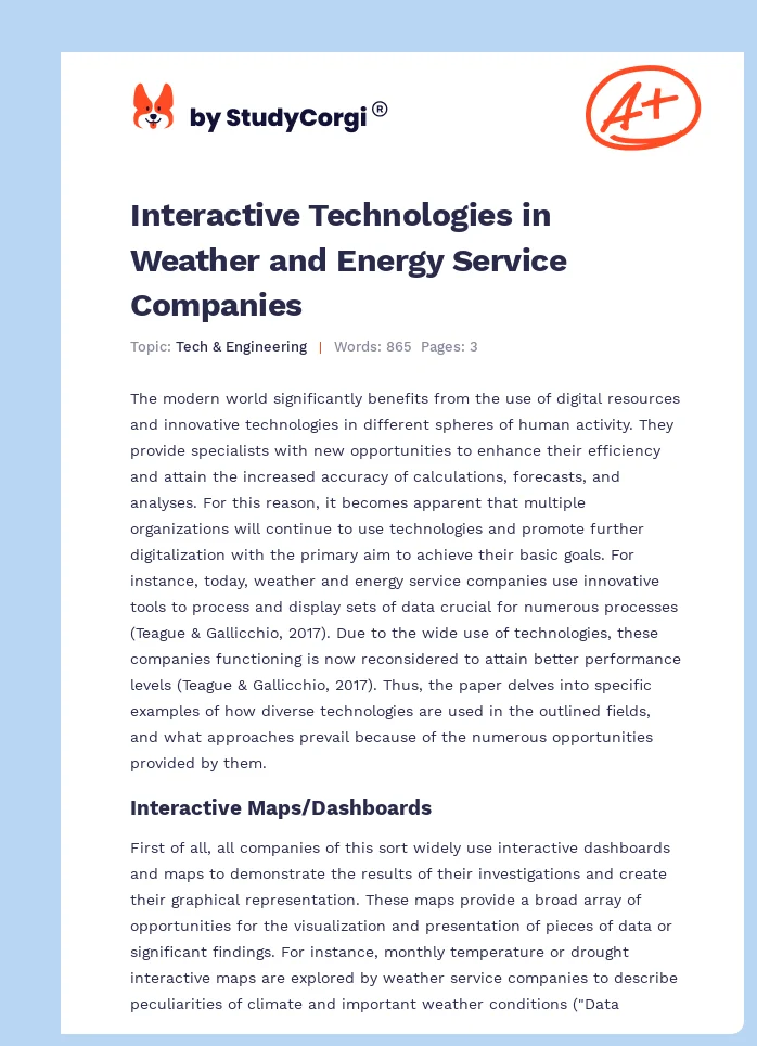 Interactive Technologies in Weather and Energy Service Companies. Page 1