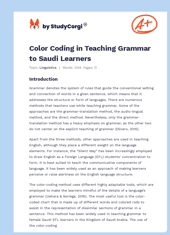 Color Coding in Teaching Grammar to Saudi Learners. Page 1