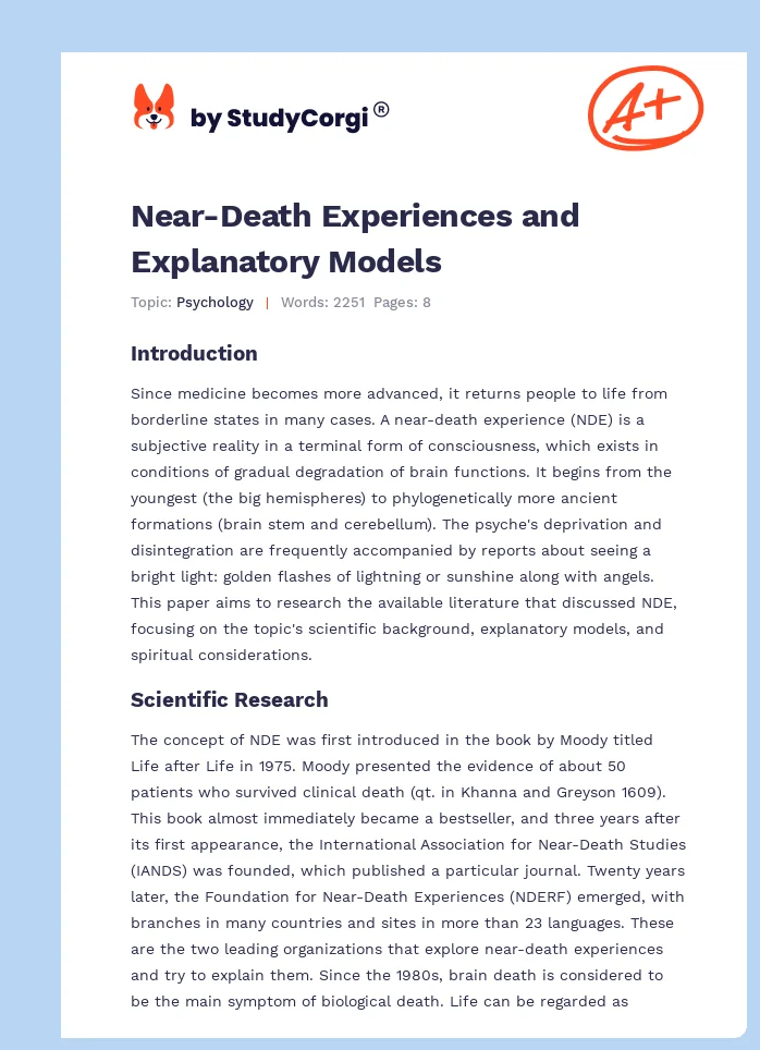 Near-Death Experiences and Explanatory Models. Page 1