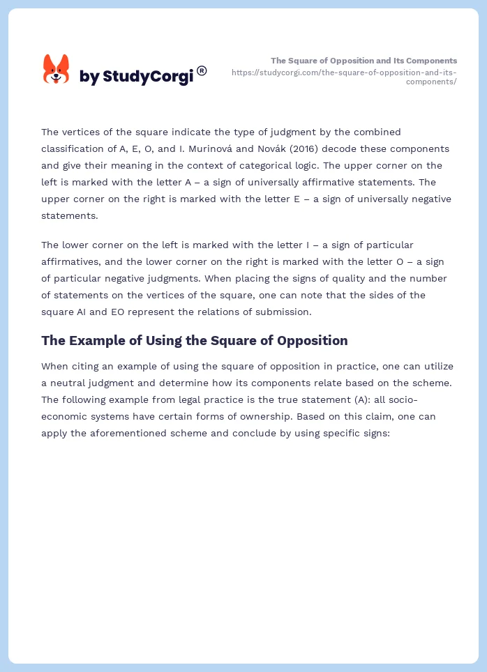 The Square of Opposition and Its Components. Page 2