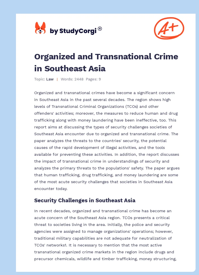 Organized and Transnational Crime in Southeast Asia. Page 1