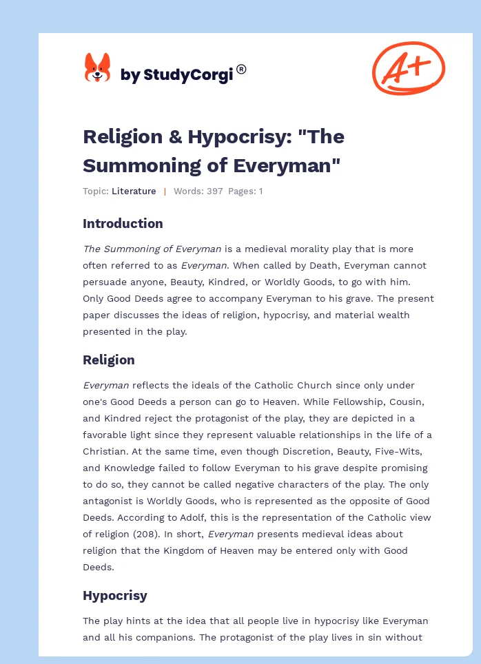 Religion & Hypocrisy: "The Summoning of Everyman". Page 1